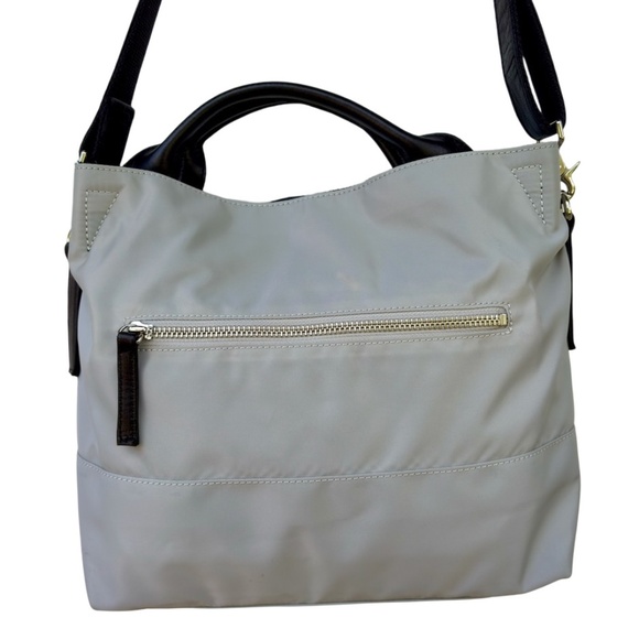 Lily Japanese Nylon Gray Lightweight Bag with Black Leather Straps - Picture 2 of 9